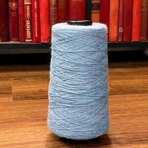 Brushed Cotton Blend Fiber Blue Fingering Weight Yarn Cone